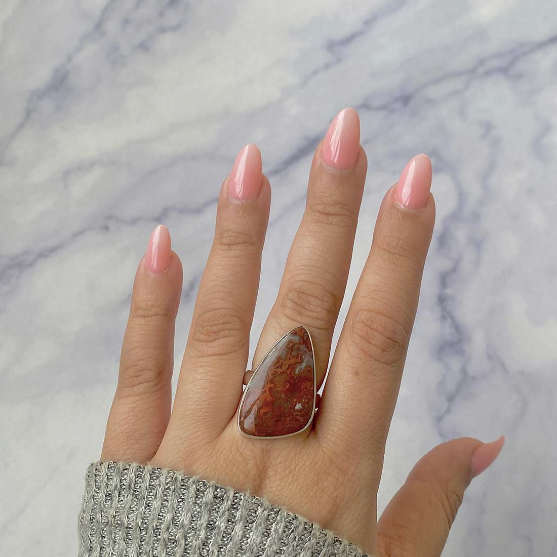 Crazy Lace Agate Adjustable Ring-(CLA-R-32.)